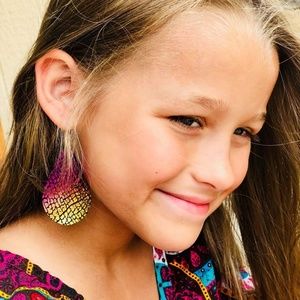 Mixed Magenta Shimmer Leather Earrings
